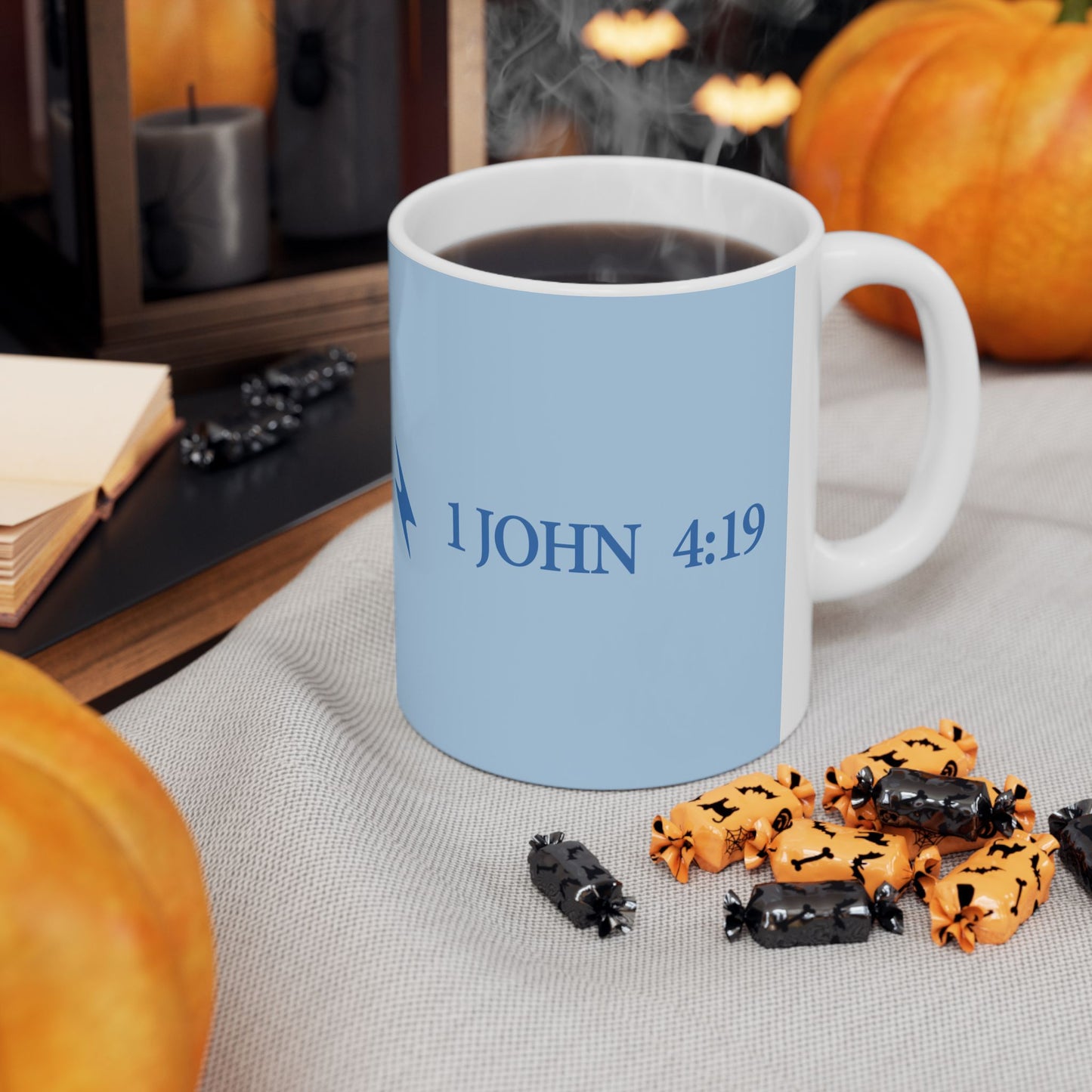 Inspiring Ceramic Mug - "We Love Because He First Loved Us"