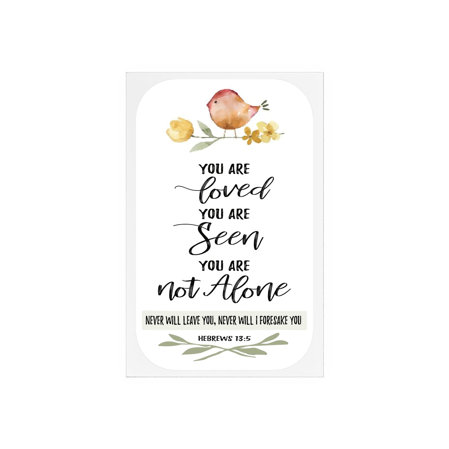 Inspirational Acrylic Sign with Wooden Stand - Hebrews 13:5
