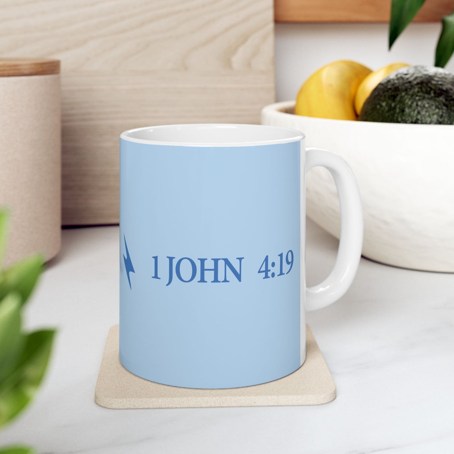 Inspiring Ceramic Mug - "We Love Because He First Loved Us"