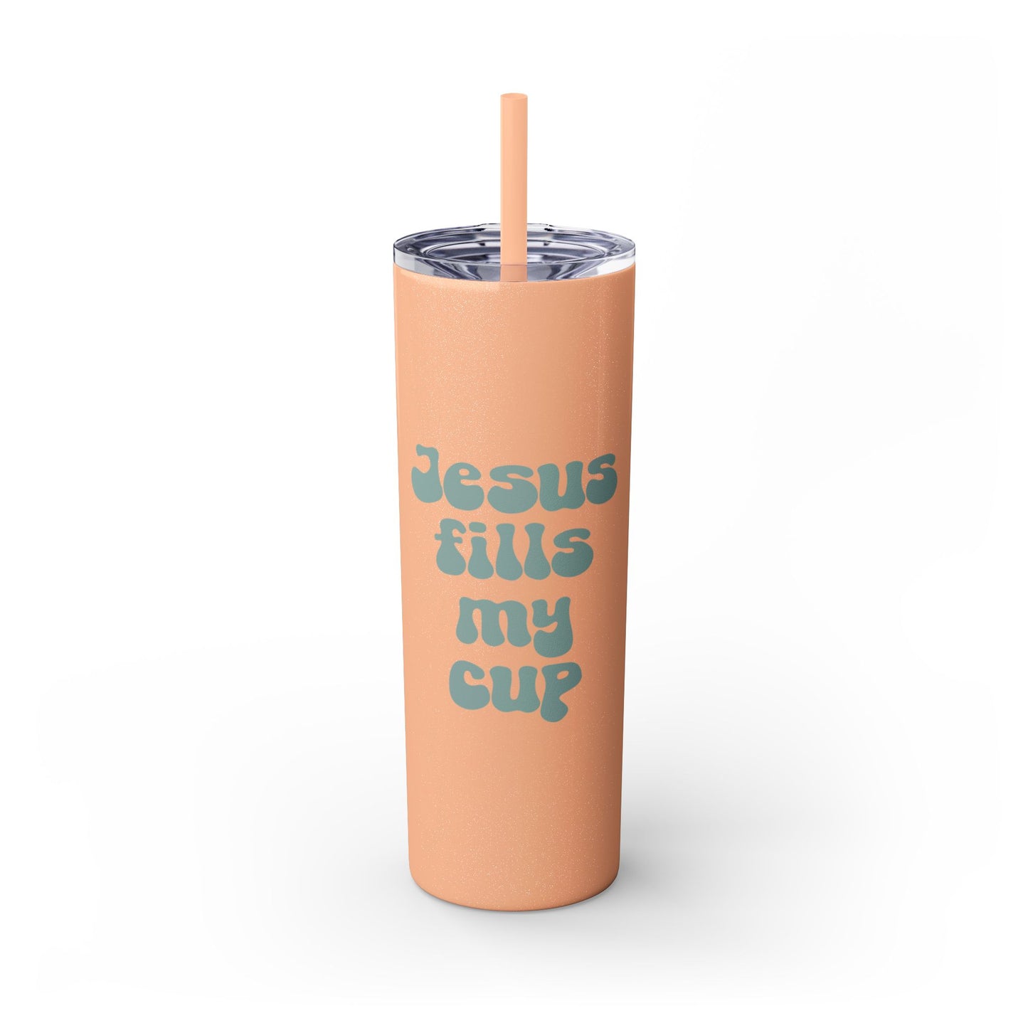Jesus Fills My Cup - 20oz Stainless Steel Skinny Tumbler with Straw