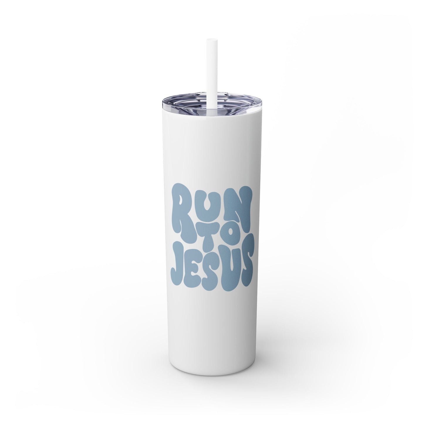 Run to Jesus - 20oz Stainless Steel Skinny Tumbler with Straw