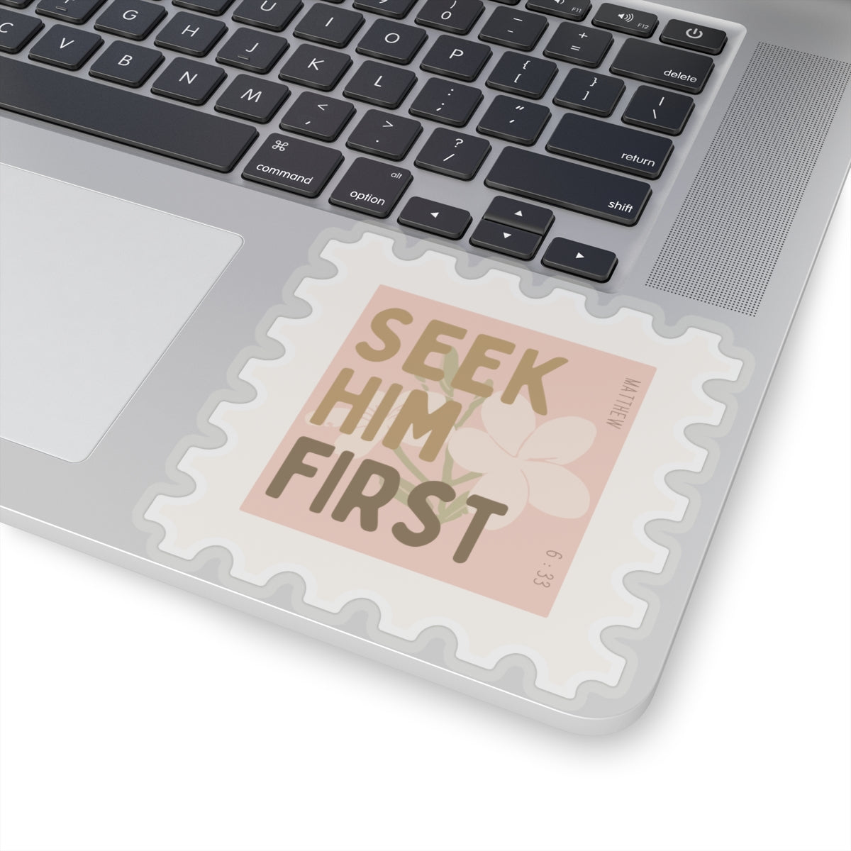 "Seek Him First" Christian Vinyl Sticker - Matthew 6:33 Inspirational Stamp Design