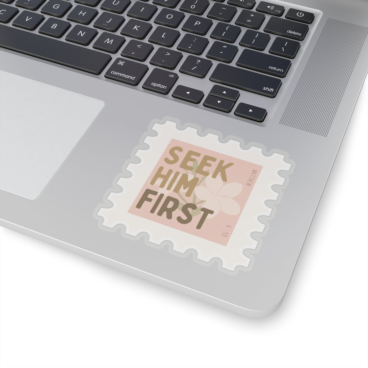 "Seek Him First" Christian Vinyl Sticker - Matthew 6:33 Inspirational Stamp Design