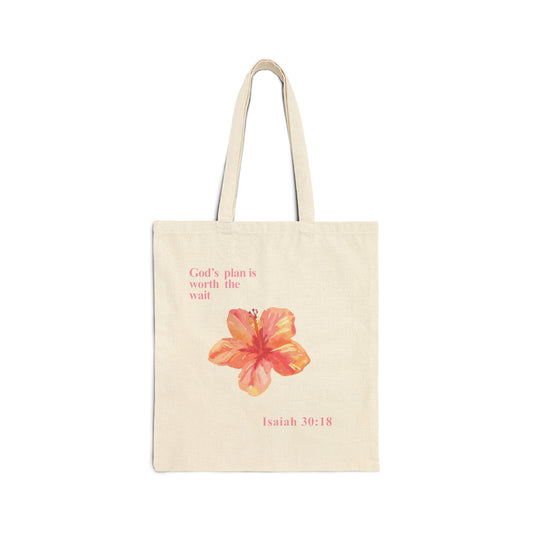 "God's Plan is Worth the Wait" Cotton Tote Bag