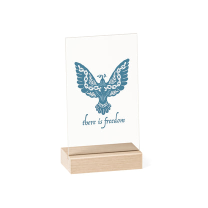 Freedom Acrylic Sign with Wooden Stand