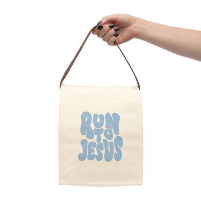 Run to Jesus - Stylish Cotton Lunch Bag with Strap