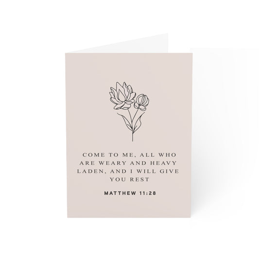 "Heavenly Comfort" Christian Condolence Card with Matthew 11:28 and Psalms 23:4