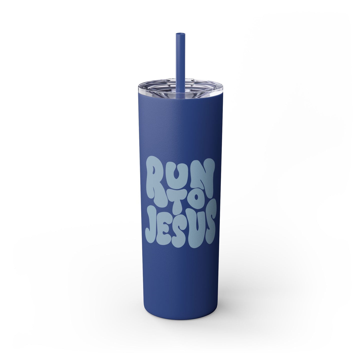 Run to Jesus - 20oz Stainless Steel Skinny Tumbler with Straw