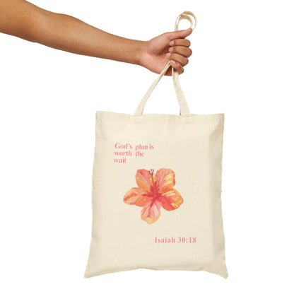 "God's Plan is Worth the Wait" Cotton Tote Bag